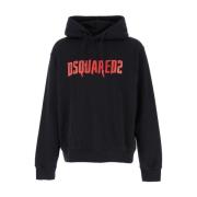 Dsquared2 Svart Huva Ribbad Nederkant Black, Herr