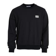 Dolce & Gabbana Logo Plaque Sweatshirt Mörkblå Bomull Blue, Herr