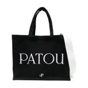 Patou Broderad Logga Canvas Toteväska Black, Dam