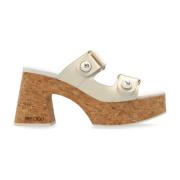 Jimmy Choo Platform Slides Fayence Beige, Dam