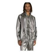 Rick Owens Foil Finish Hooded Jacket Gray, Herr