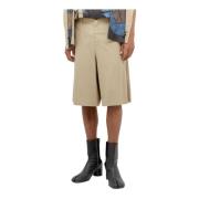 Comme des Garçons Wool Twill Double-Front Bermuda Shorts Beige, Herr