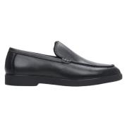 Estro Svarta Läderloafers för Vintern Black, Herr