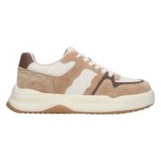 Estro Kvinnors Beige & Vit Velour & Läder Låg-Top Sneakers Er00112595 ...