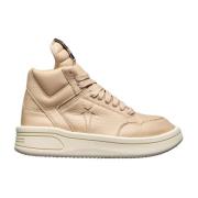 Rick Owens Läder Sneakers med Förlängd Plös Beige, Dam