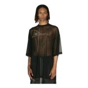 Rick Owens Mesh Weave Logo Broderad T-shirt Black, Herr