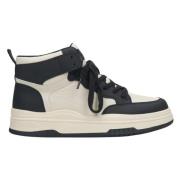 Estro Kvinnors Beige & Svart Läder High-Top Sneakers Er00114291 Multic...