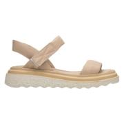 Estro Chunky Sole Sand Beige Läder Sandaler Beige, Dam