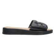 Estro Svarta läder dam slide sandaler Er00113094 Black, Dam