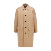 Hugo Boss Beige Bomull Patch Coat Knappstängning Beige, Herr