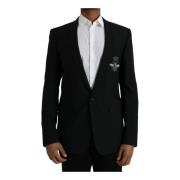 Dolce & Gabbana Svart Ull Blazer Med En Knappstängning Black, Herr