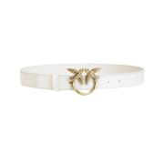 Pinko Love Birds Diamond Cut Bälte Vit White, Dam