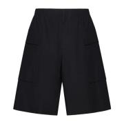 Jil Sander Svart Poplin Rynkad Detalj Shorts Black, Herr