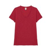 Ines De La Fressange Paris Katalina V-neck T-shirt Raspberry Pink, Dam