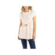 Liu Jo Beige Gilet Jackor Naturlig Chic Beige, Dam