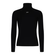 Off White Svart Stickad Turtleneck Tröja Black, Herr