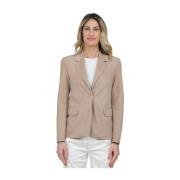 The Jack Leathers Mocka Enknappsjacka Beige, Dam