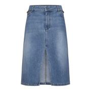 Stella McCartney Denimkjol med Kedjelänkdetaljer Blue, Dam