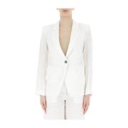 Marella Vit Linne Blazer Kvinnor Rak White, Dam