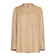 Jil Sander Kamelull Skjorta Krökt Hem Beige, Dam