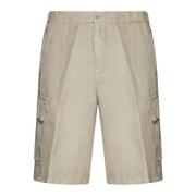 120% Lino Linne Cargoshorts Beige, Herr