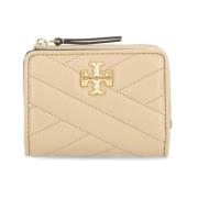 Tory Burch Vadderad Läderplånbok med Metalllogotyp Beige, Dam