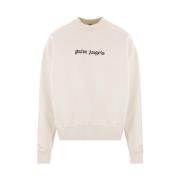 Palm Angels Beige Sweater med Logo Print Beige, Herr