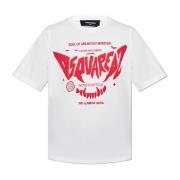 Dsquared2 Tryckt T-shirt White, Dam