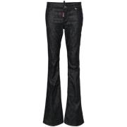 Dsquared2 Svarta Flared Stretch Denim Jeans Black, Dam