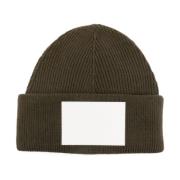 MM6 Maison Margiela Olivgrön Stickad Bredbrättad Hatt Green, Dam