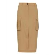 Marella Cargo Midi Kjol Naturlig Beige Bomull Beige, Dam