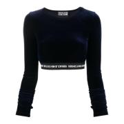 Versace Jeans Couture Stilfull Crop Top med ärmar Blue, Dam