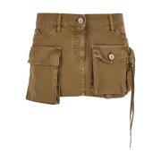 The Attico Beige Denim Cargo Mini Kjol Beige, Dam