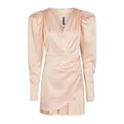 Rotate Birger Christensen Puffed-Sleeve Satin Cocktail Mini Dress Pink...