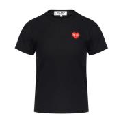 Comme des Garçons Play Svart T-shirt i bomull med hjärtlapp Black, Dam