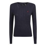 Ralph Lauren Navy Cable Knit Sweatshirt Blue, Dam