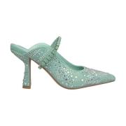 Alma EN Pena Elegant Slingback Sko med Strass Detalj Green, Dam