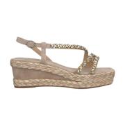 ALMA EN PENA Glittrande Korsade Remmar Kil Sandal Brown, Dam