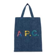 A.p.c. Stilig Denim Mini Shoppingväska Blue, Dam