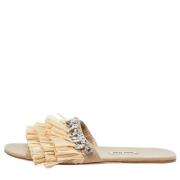 Miu Miu Pre-owned Pre-owned Raffia lgskor Beige, Dam