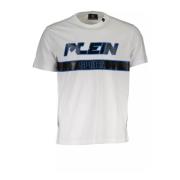 Plein Sport Vit Logotyp Tryck Bomull Tee White, Herr