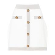 Elisabetta Franchi Vit Stickad Kjol med Kontrastkant White, Dam