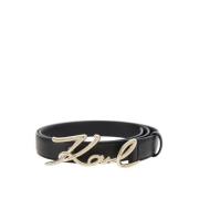 Karl Lagerfeld Signature Läderbälte Black, Dam