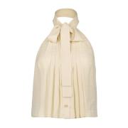 Prada Ärmlös Lavallière Läderskjorta Beige, Dam