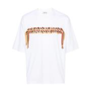 Lanvin Vit Oversized Curb T-shirt Herringbone White, Herr