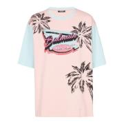 Balmain Lös Miami tryckt T-shirt Multicolor, Herr