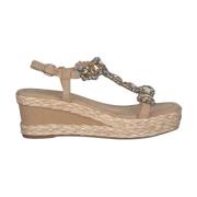 Alma EN Pena Rhinestone Kil Sandal med Flätad Detalj Beige, Dam