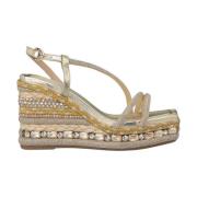 ALMA EN PENA Rhinestone-remmar med kilklack Yellow, Dam