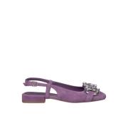 Alma EN Pena Rhinestone Buckle Flat Shoe Purple, Dam