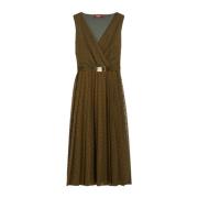 Max Mara Studio Blommig Spets Midi Klänning Brown, Dam